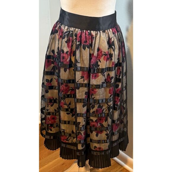 J Peterman Floral Print Ruffle Skirt Size 16 Cottagecore Romantic Maxi - Picture 5 of 10